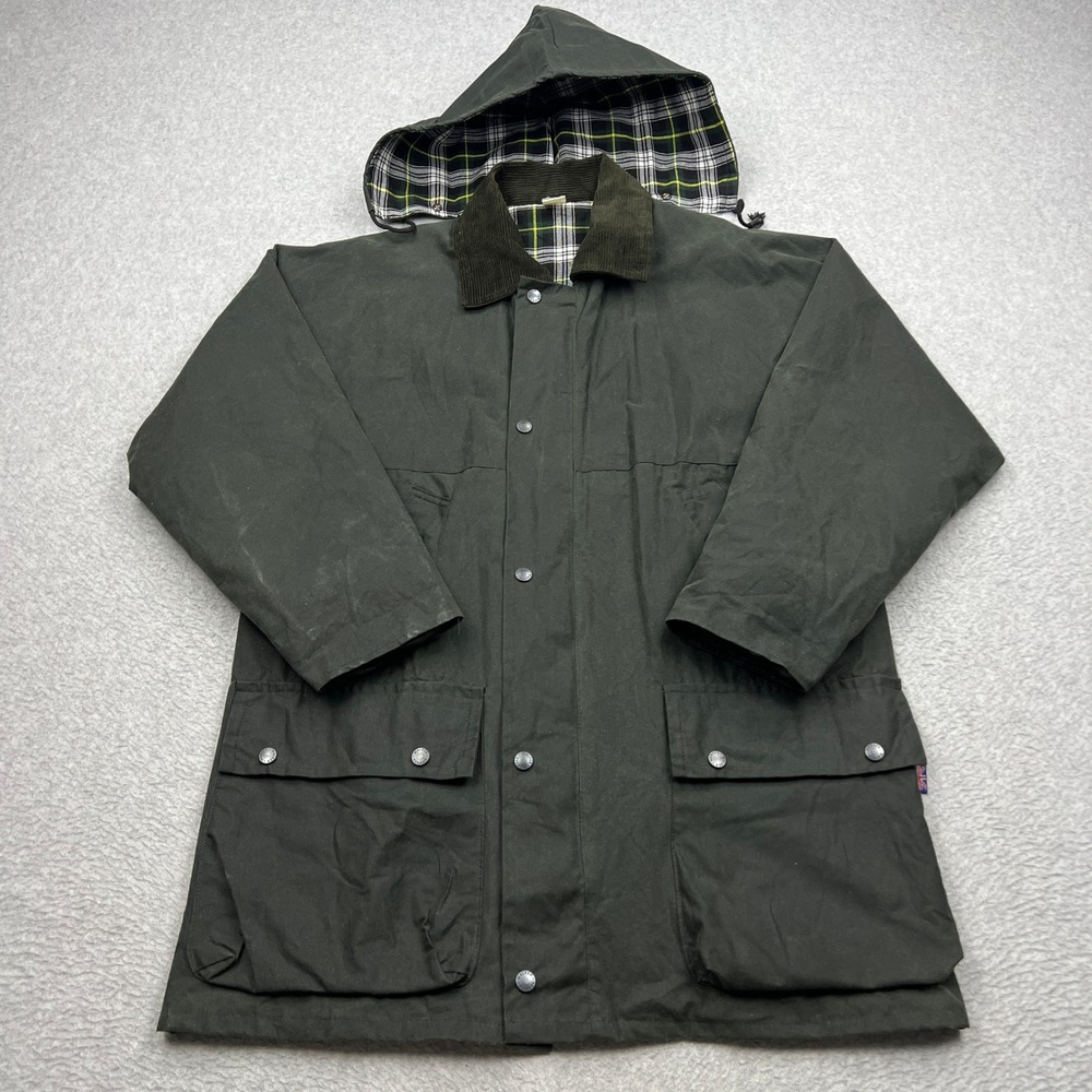 Walker & Hawkes Field Jacket Mens Medium* Green Waxed Cotton Lined Hood England